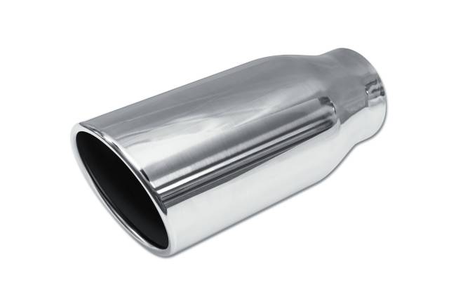 Street Style - Street Style - SS355012RAC Polished Stainless Single Wall Exhaust Tip - 5.0" 15° Angle Cut Rolled Edge Outlet / 3.5" Inlet / 12.0" Length - Image 1