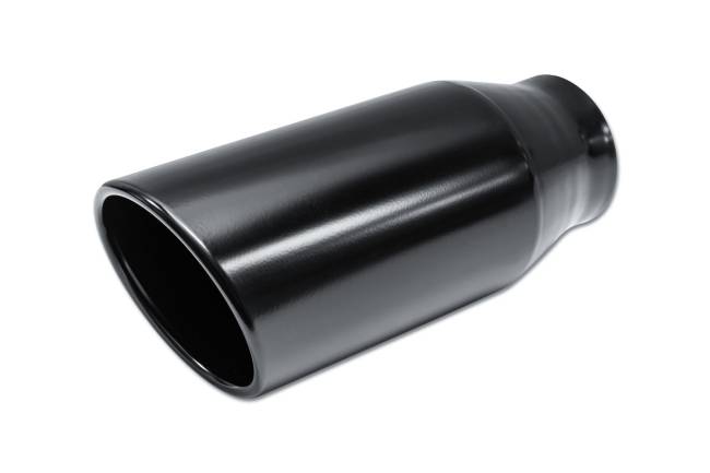 Street Style - Street Style - SS355012RACBLK Black Powder Coat Double Wall Exhaust Tip - 5.0" 15° Angle Cut Rolled Edge Outlet / 3.5" Inlet / 12.0" Length - Image 1