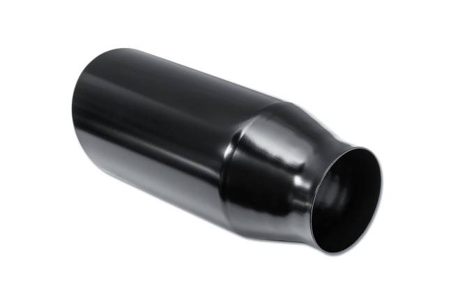Street Style - Street Style - SS355012RACBLK Black Powder Coat Double Wall Exhaust Tip - 5.0" 15° Angle Cut Rolled Edge Outlet / 3.5" Inlet / 12.0" Length - Image 3