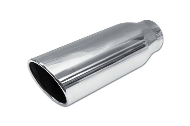 Street Style - Street Style - SS355015RAC Polished Stainless Single Wall Exhaust Tip - 5.0" 15° Angle Cut Rolled Edge Outlet / 3.5" Inlet / 15.0" Length - Image 1