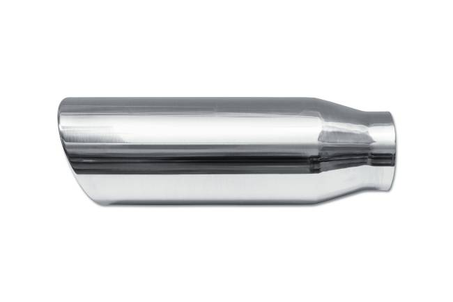 Street Style - Street Style - SS355015RAC Polished Stainless Single Wall Exhaust Tip - 5.0" 15° Angle Cut Rolled Edge Outlet / 3.5" Inlet / 15.0" Length - Image 2