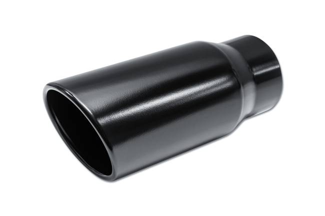 Street Style - Street Style - SS405012RACBLK Black Powder Coat Single Wall Exhaust Tip - 5.0" 15° Angle Cut Rolled Edge Outlet / 4.0" Inlet / 12.0" Length - Image 1