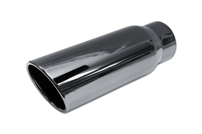 Street Style - Street Style - SS405015RAC2 Black Chrome Single Wall Exhaust Tip - 5.0" 15° Angle Cut Rolled Edge Outlet / 4.0" Inlet / 15.0" Length - Image 1