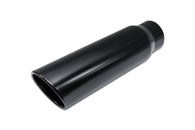 Street Style - Street Style - SS405018RACBLK Black Powder Coat Single Wall Exhaust Tip - 5.0" 15° Angle Cut Rolled Edge Outlet / 4.0" Inlet / 18.0" Length - Image 1