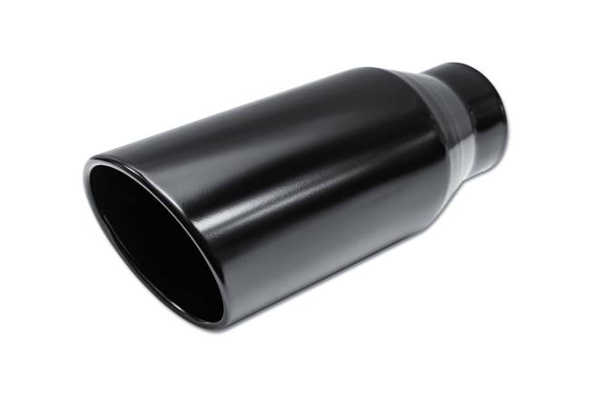Street Style - Street Style - SS406015RACBLK Black Powder Coat Single Wall Exhaust Tip - 6.0" 15° Angle Cut Rolled Edge Outlet / 4.0" Inlet / 15.0" Length - Image 1