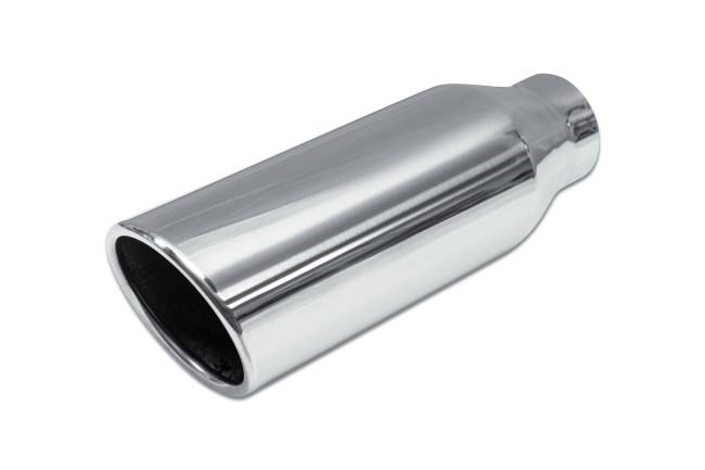 Street Style - Street Style - SS5812RAC Polished Stainless Single Wall Exhaust Tip - 4.0" 15° Angle Cut Rolled Edge Outlet / 2.5" Inlet / 12.0" Length - Image 1