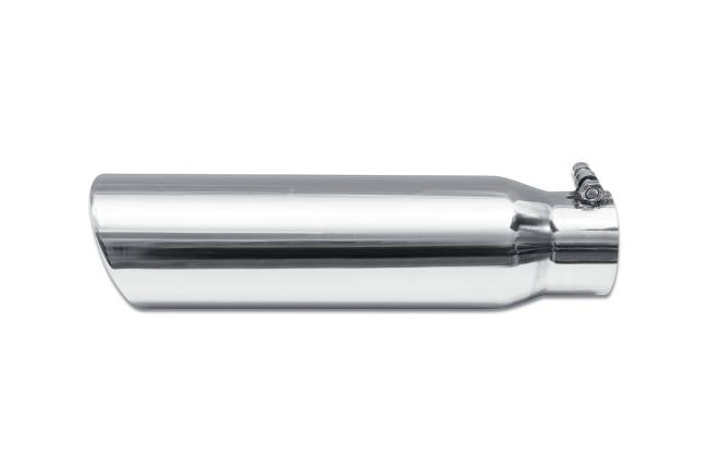 Street Style - Street Style - SS6815RAB Polished Stainless Single Wall Exhaust Tip - 4.0" 15° Angle Cut Rolled Edge Outlet / 3.0" Inlet / 15.0" Length - Image 2