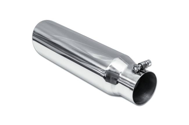 Street Style - Street Style - SS6815RAB Polished Stainless Single Wall Exhaust Tip - 4.0" 15° Angle Cut Rolled Edge Outlet / 3.0" Inlet / 15.0" Length - Image 3