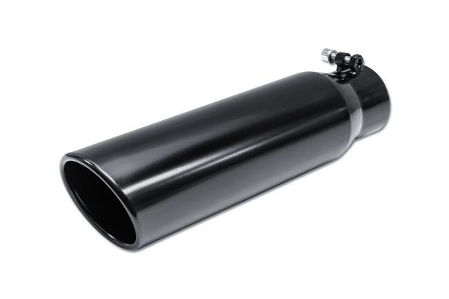 Street Style - Street Style - SS6815RABBLK Black Powder Coat Single Wall Exhaust Tip - 4.0" 15° Angle Cut Rolled Edge Outlet / 3.0" Inlet / 15.0" Length - Image 1