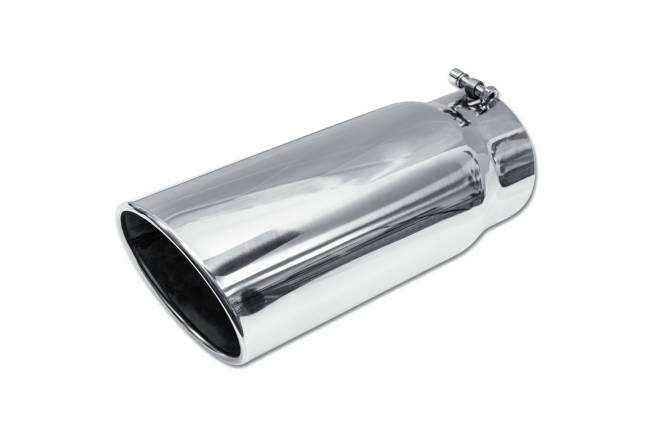 Street Style - Street Style - SS9015RAB Polished Stainless Single Wall Exhaust Tip - 6.0" 15° Angle Cut Rolled Edge Outlet / 5.0" Inlet / 15.0" Length - Image 1