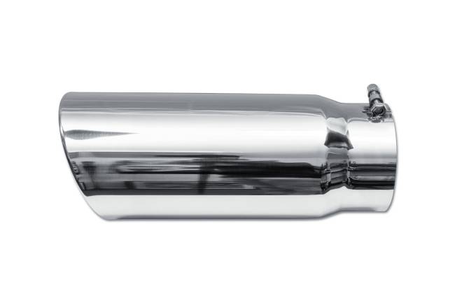 Street Style - Street Style - SS9015RAB Polished Stainless Single Wall Exhaust Tip - 6.0" 15° Angle Cut Rolled Edge Outlet / 5.0" Inlet / 15.0" Length - Image 2