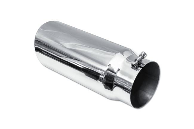 Street Style - Street Style - SS9015RAB Polished Stainless Single Wall Exhaust Tip - 6.0" 15° Angle Cut Rolled Edge Outlet / 5.0" Inlet / 15.0" Length - Image 3
