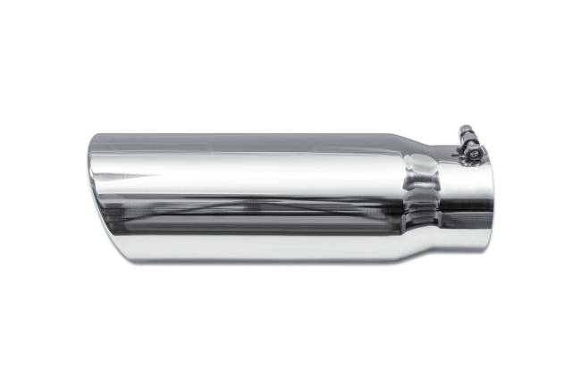 Street Style - Street Style - SS8915RAB Polished Stainless Single Wall Exhaust Tip - 5.0" 15° Angle Cut Rolled Edge Outlet / 4.0" Inlet / 15.0" Length - Image 2