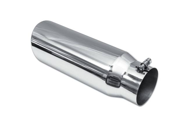 Street Style - Street Style - SS8915RAB Polished Stainless Single Wall Exhaust Tip - 5.0" 15° Angle Cut Rolled Edge Outlet / 4.0" Inlet / 15.0" Length - Image 3
