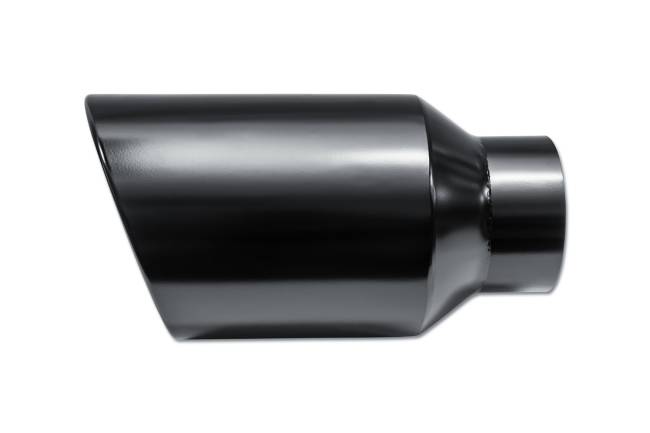 Street Style - Street Style - SS508015RACBLK Black Powder Coat Single Wall Exhaust Tip - 8.0" 15° Angle Cut Rolled Edge Outlet / 5.0" Inlet / 15.0" Length - Image 2