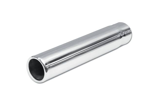 Street Style - Street Style - SS007A Polished Stainless Single Wall Exhaust Tip - 2.0" Straight Cut Rolled Edge Outlet / 1.75" Inlet / 10.0" Length - Image 1