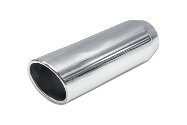 Street Style - Street Style - SS304012RAC Polished Stainless Single Wall Exhaust Tip - 15° 4.0" Angle Cut Rolled Edge Outlet / 3.0" Inlet / 12.0" Length - Image 1