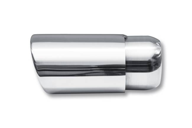 Street Style - Street Style - SS053 Polished Stainless Double Wall Exhaust Tip - 3.75" x 3.25" Oval Angle Cut Rolled Edge Outlet / 2.25" Inlet / 9.0" Length - Image 2