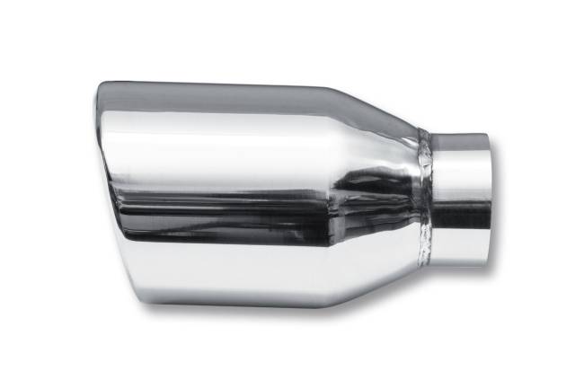 Street Style - Street Style - SS076 Polished Stainless Double Wall Exhaust Tip - 4.0" Straight Cut Rolled Edge Outlet / 2.25" Inlet / 7.0" Length - Image 2
