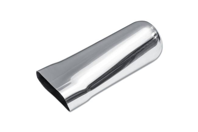 Street Style - Street Style - SS114 Polished Stainless Single Wall Exhaust Tip - 4.0" x 1.75" Oval Angle Cut Outlet / 2.25" Inlet / 8.0" Length - Image 1
