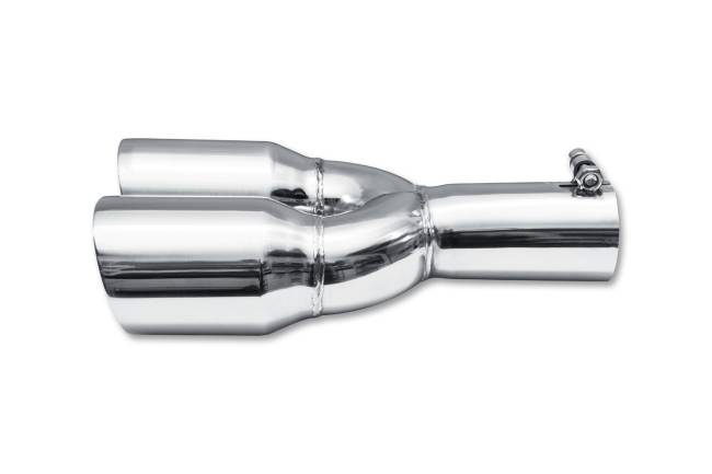 Street Style - Street Style - SS123B Polished Stainless Double Wall Dual Exhaust Tip - 3.0" Angle Cut Outlets / 2.5" Inlet / 13.0" Length - Non-Staggered - Image 2