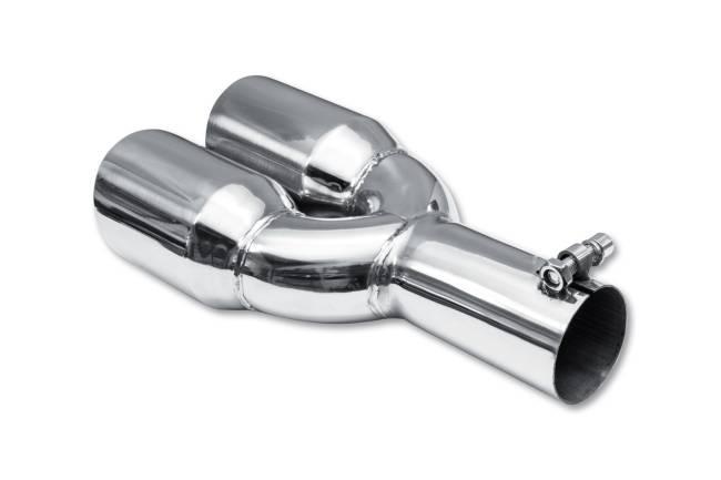 Street Style - Street Style - SS123B Polished Stainless Double Wall Dual Exhaust Tip - 3.0" Angle Cut Outlets / 2.5" Inlet / 13.0" Length - Non-Staggered - Image 3