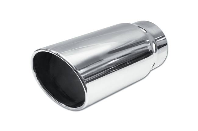 Street Style - Street Style - SS506014RAC Polished Stainless Single Wall Exhaust Tip - 6.0" 15° Angle Cut Rolled Edge Outlet / 5.0" Inlet / 15.0" Length - Image 1