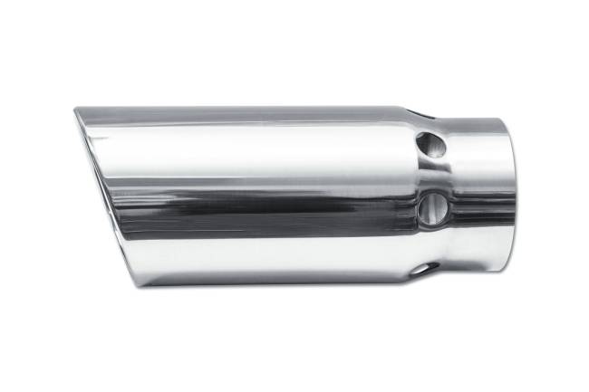 Street Style - Street Style - SS506014RAC Polished Stainless Single Wall Exhaust Tip - 6.0" 15° Angle Cut Rolled Edge Outlet / 5.0" Inlet / 15.0" Length - Image 2