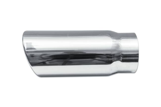 Street Style - Street Style - SS506015RAC Polished Stainless Single Wall Exhaust Tip - 6.0" 15° Angle Cut Rolled Edge Outlet / 5.0" Inlet / 15.0" Length - Image 2