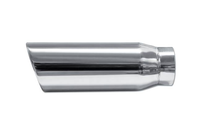 Street Style - Street Style - SS304052-12 Polished Stainless Double Wall Exhaust Tip - 4.0" Angle Cut Rolled Edge Outlet / 3.0" Inlet / 12.0" Length - Image 2