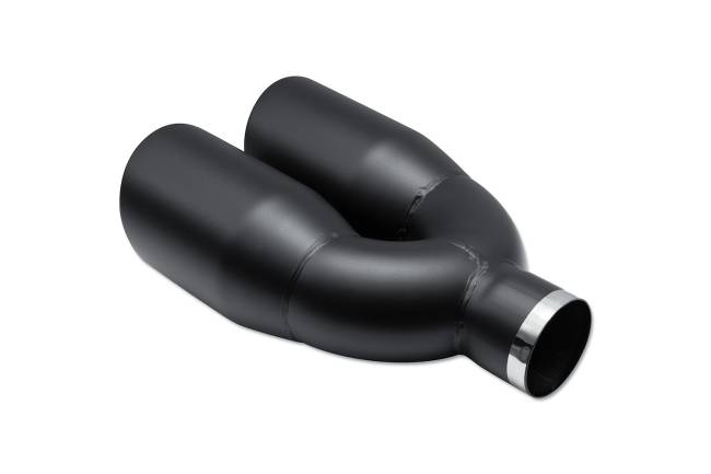 Street Style - Street Style - SS25483BLK Black Powder Coat Double Wall Dual Exhaust Tip - 4.0" Angle Cut Outlet / 2.5" Inlet / 12.0" Length / 8.25" Width - Image 3