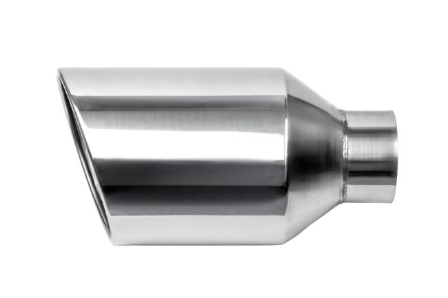 Street Style - Street Style - SS408015RAC Polished Stainless Single Wall Exhaust Tip - 8.0" 15° Angle Cut Rolled Edge Outlet / 4.0" Inlet / 15.0" Length - Image 2