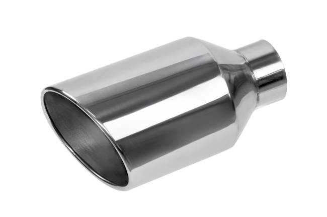 Street Style - Street Style - SS408015RAC Polished Stainless Single Wall Exhaust Tip - 8.0" 15° Angle Cut Rolled Edge Outlet / 4.0" Inlet / 15.0" Length - Image 1