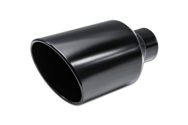 Street Style - Street Style - SS408015RACBLK Black Powder Coat Single Wall Exhaust Tip - 8.0" 15° Angle Cut Rolled Edge Outlet / 4.0" Inlet / 15.0" Length - Image 1