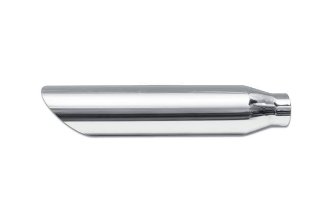 Street Style - SS5718AC Universal Polished Stainless Single Wall Exhaust Tip - 3.5" 45° Angle Cut Outlet / 2.5" Inlet / 18.0" Length